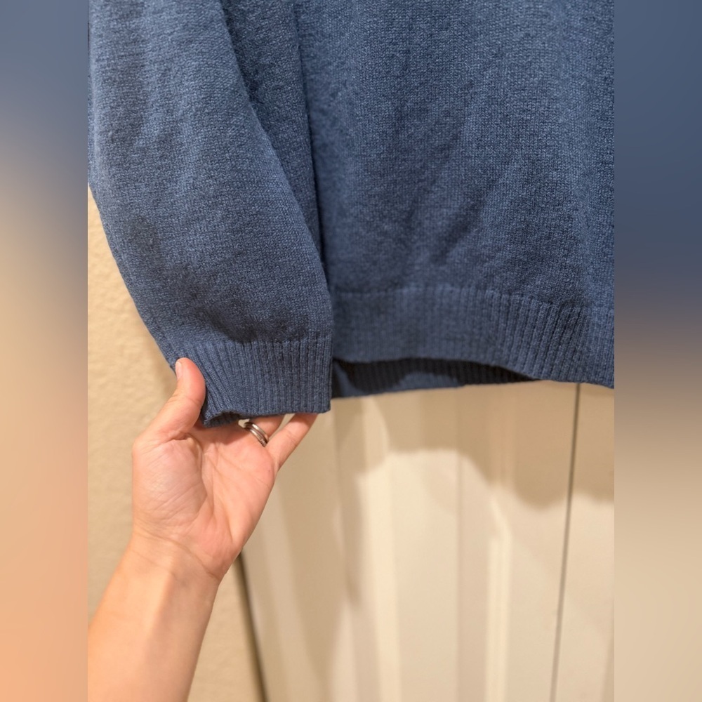 WoolOvers Half Zip Lambswool Sweater in Blue , size XL - Picture 3 of 9